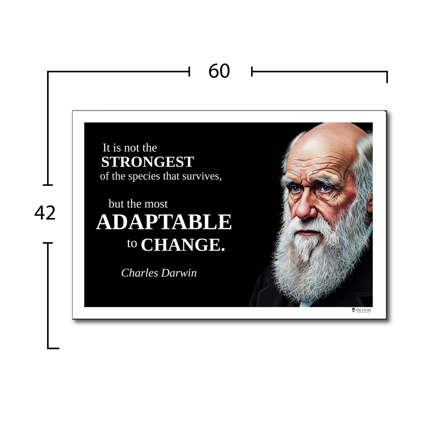 Charles Darwin Inspirational Quote Poster - "It is not the STRONGEST..."