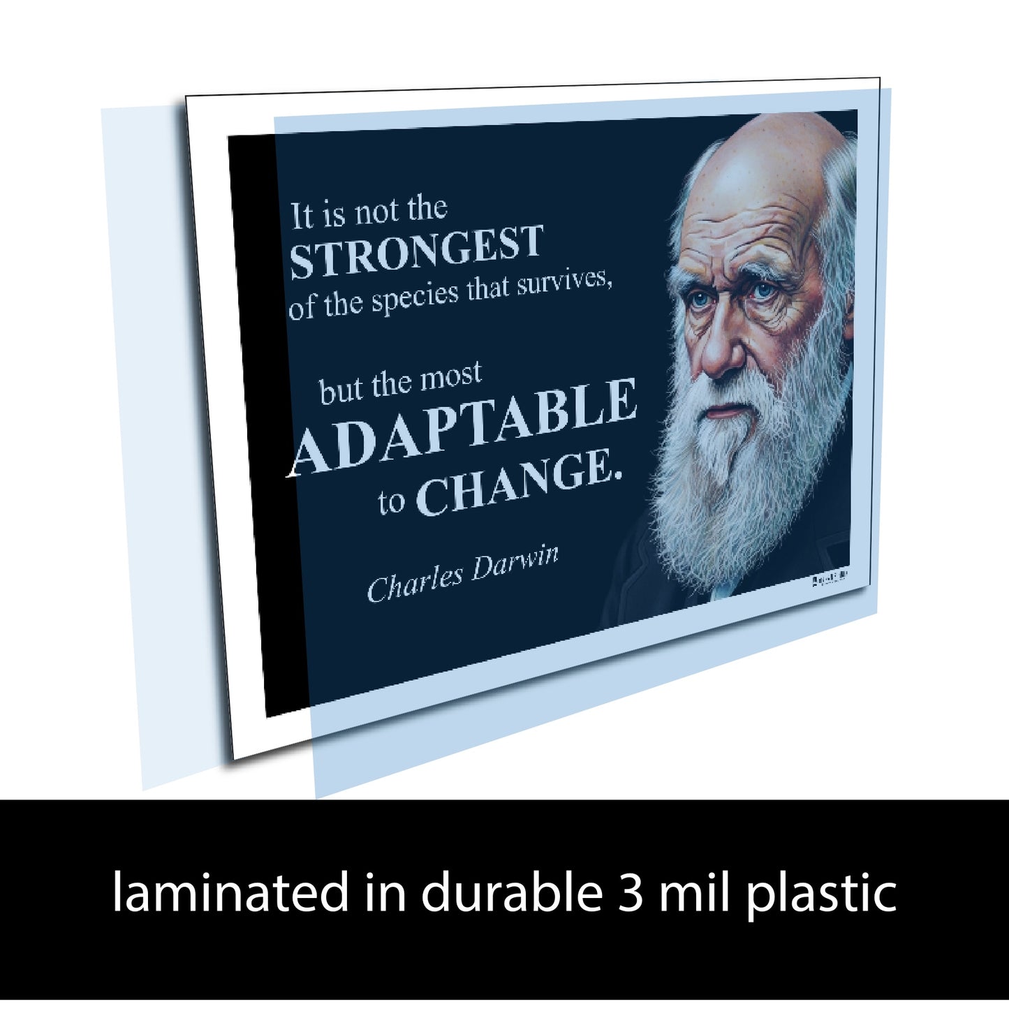 Charles Darwin Inspirational Quote Poster - "It is not the STRONGEST..."