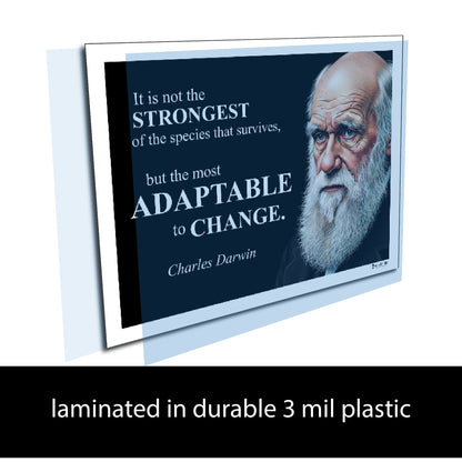 Charles Darwin Inspirational Quote Poster - "It is not the STRONGEST..."