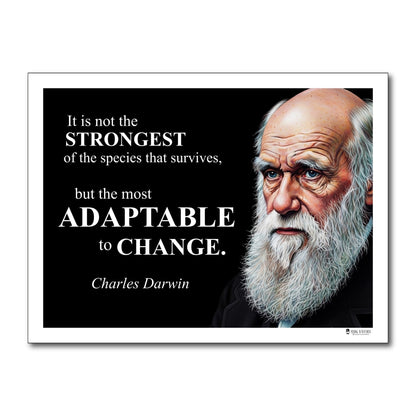 Charles Darwin Inspirational Quote Poster - "It is not the STRONGEST..."