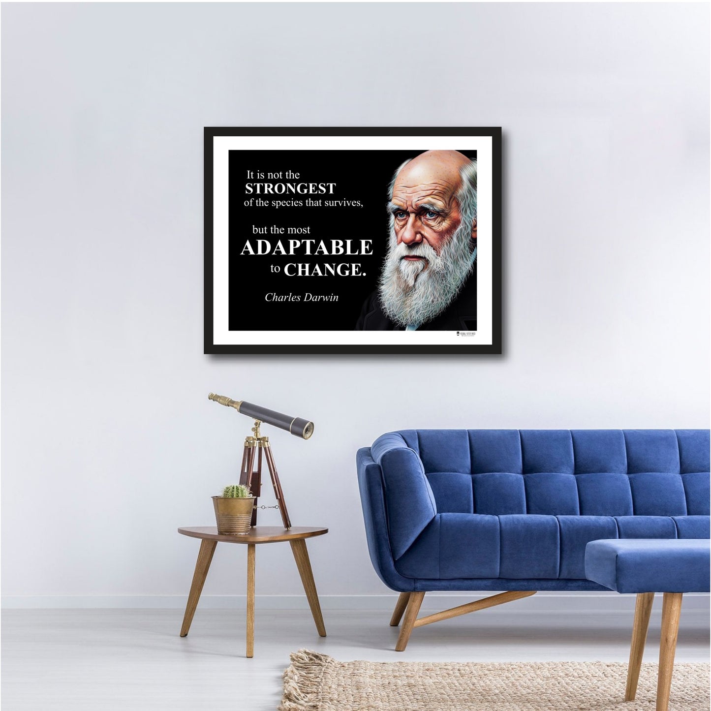 Charles Darwin Inspirational Quote Poster - "It is not the STRONGEST..."