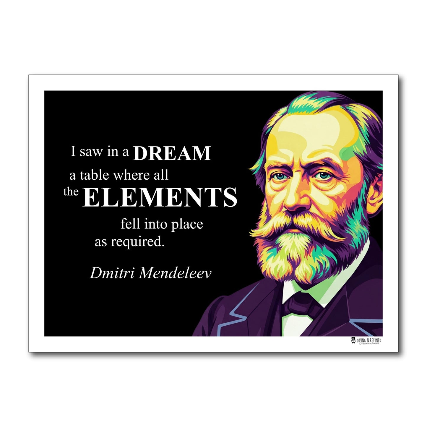 Dmitri Mendeleev Inspirational Quote Poster - "I saw in a DREAM..."