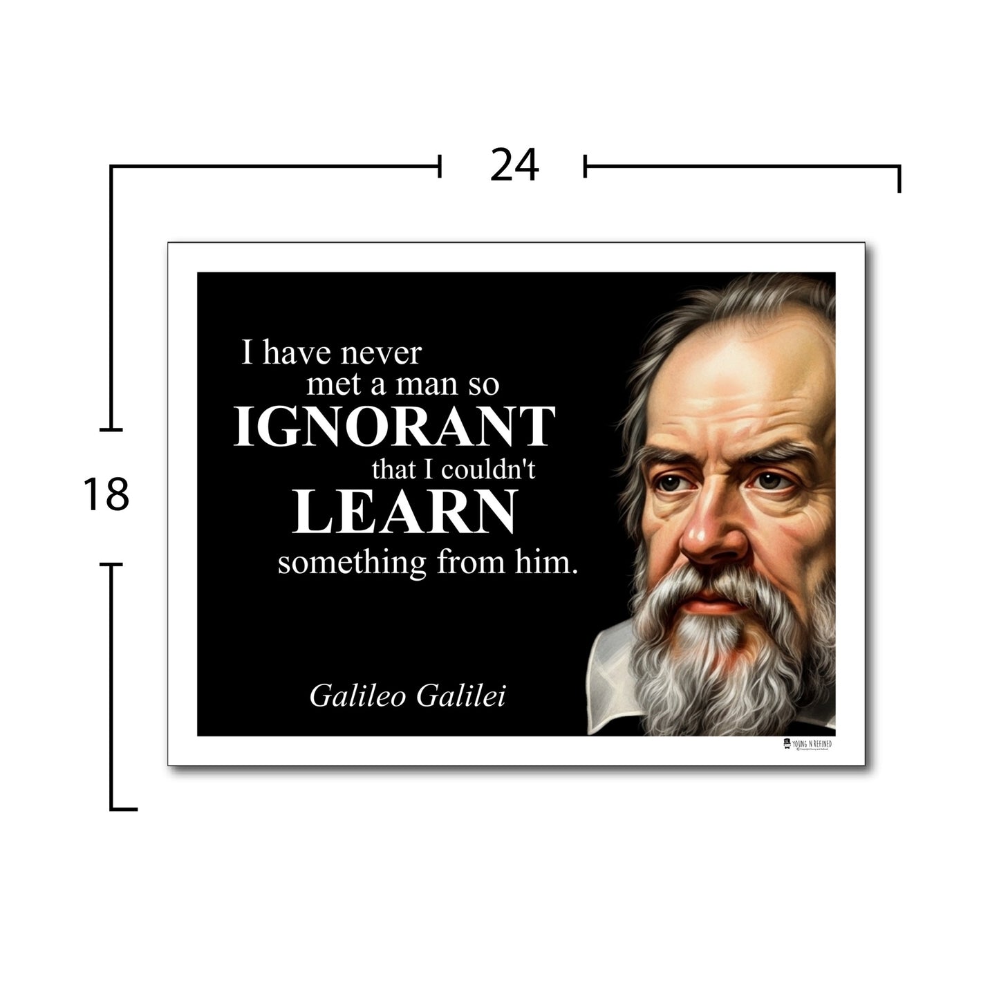 Galileo Galilei Inspirational Quote Poster - "I have never met a man so IGNORANT..."