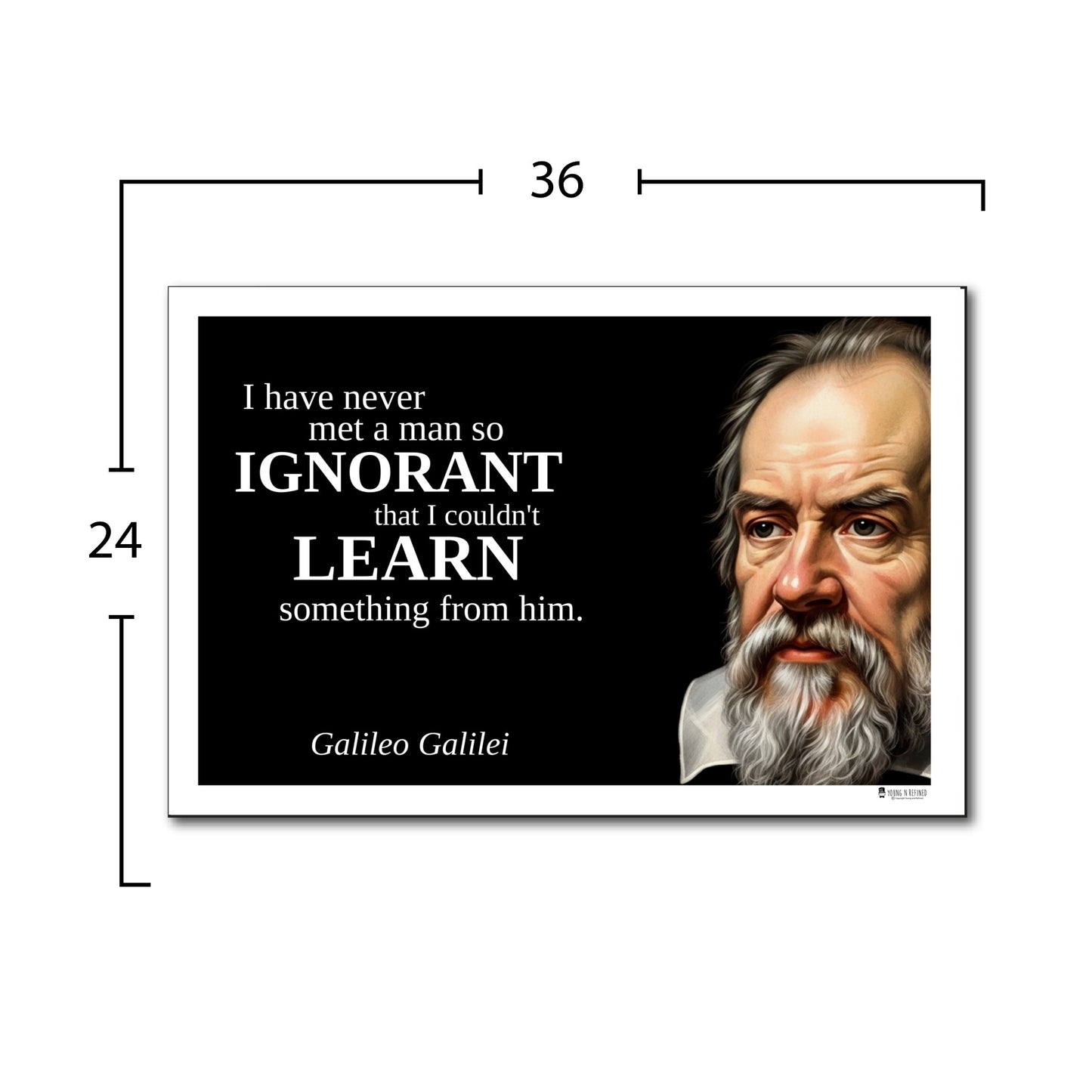 Galileo Galilei Inspirational Quote Poster - "I have never met a man so IGNORANT..."