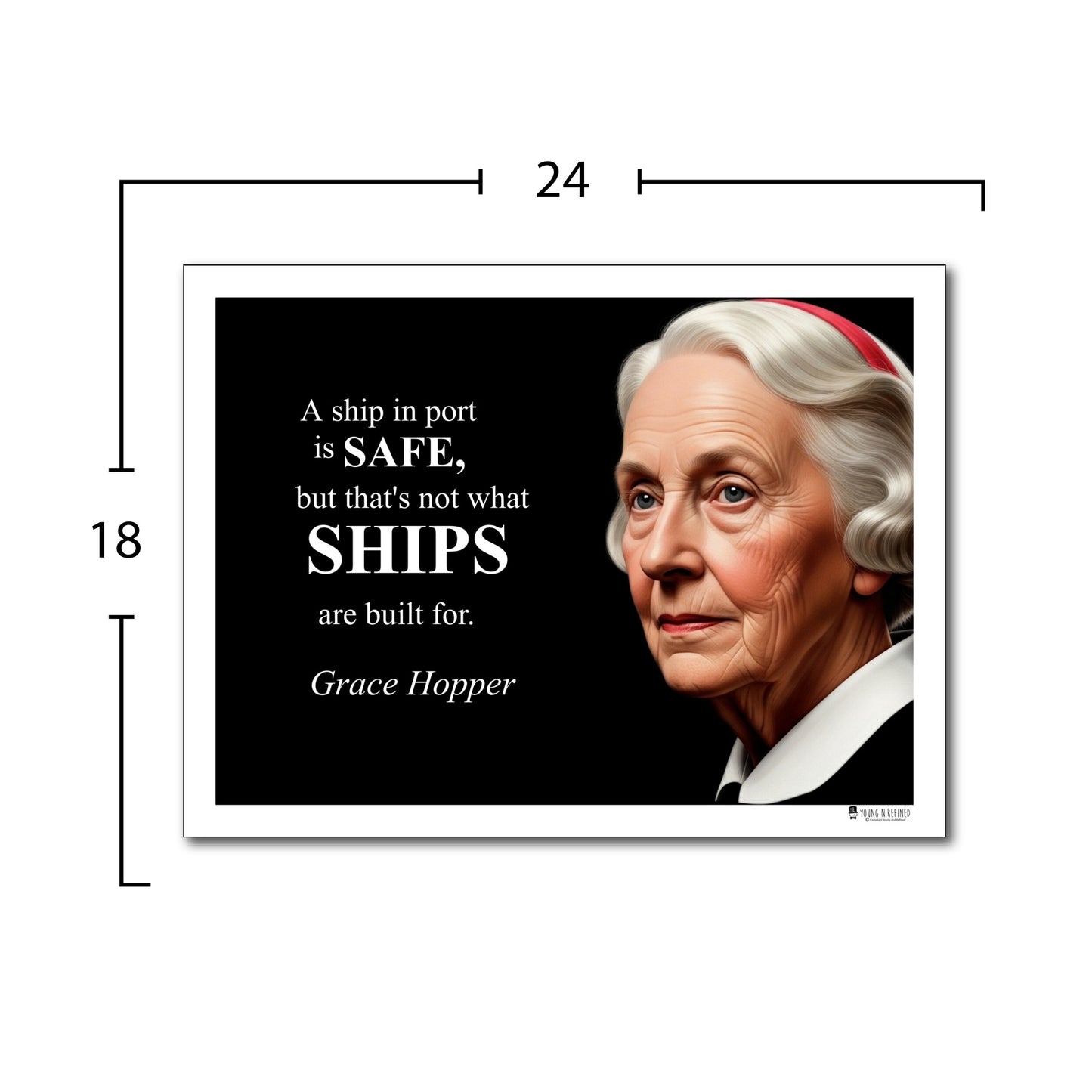 Grace Hopper Inspirational Quote Poster - "A ship in port is SAFE..."