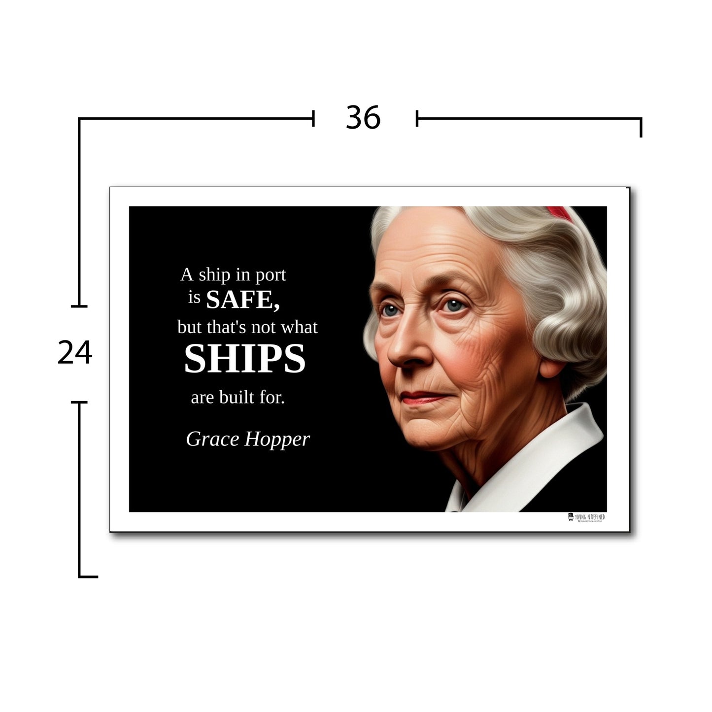 Grace Hopper Inspirational Quote Poster - "A ship in port is SAFE..."