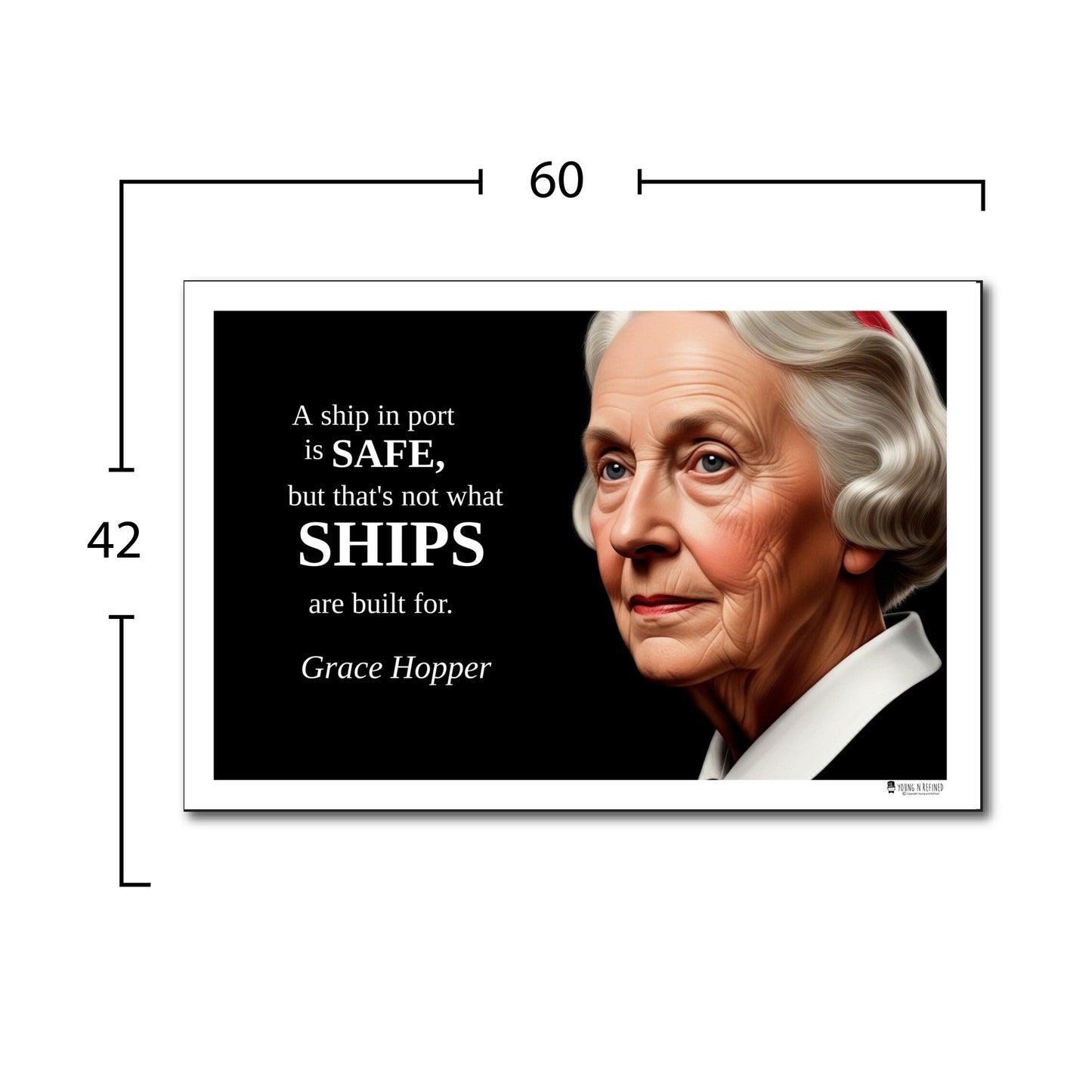 Grace Hopper Inspirational Quote Poster - "A ship in port is SAFE..."