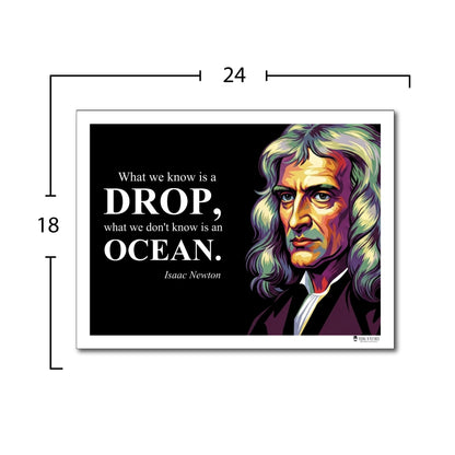 Isaac Newton Inspirational Quote Poster - "What we know is a DROP..."