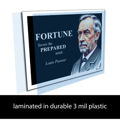 Louis Pasteur Inspirational Quote Poster - "FORTUNE favors the PREPARED mind."