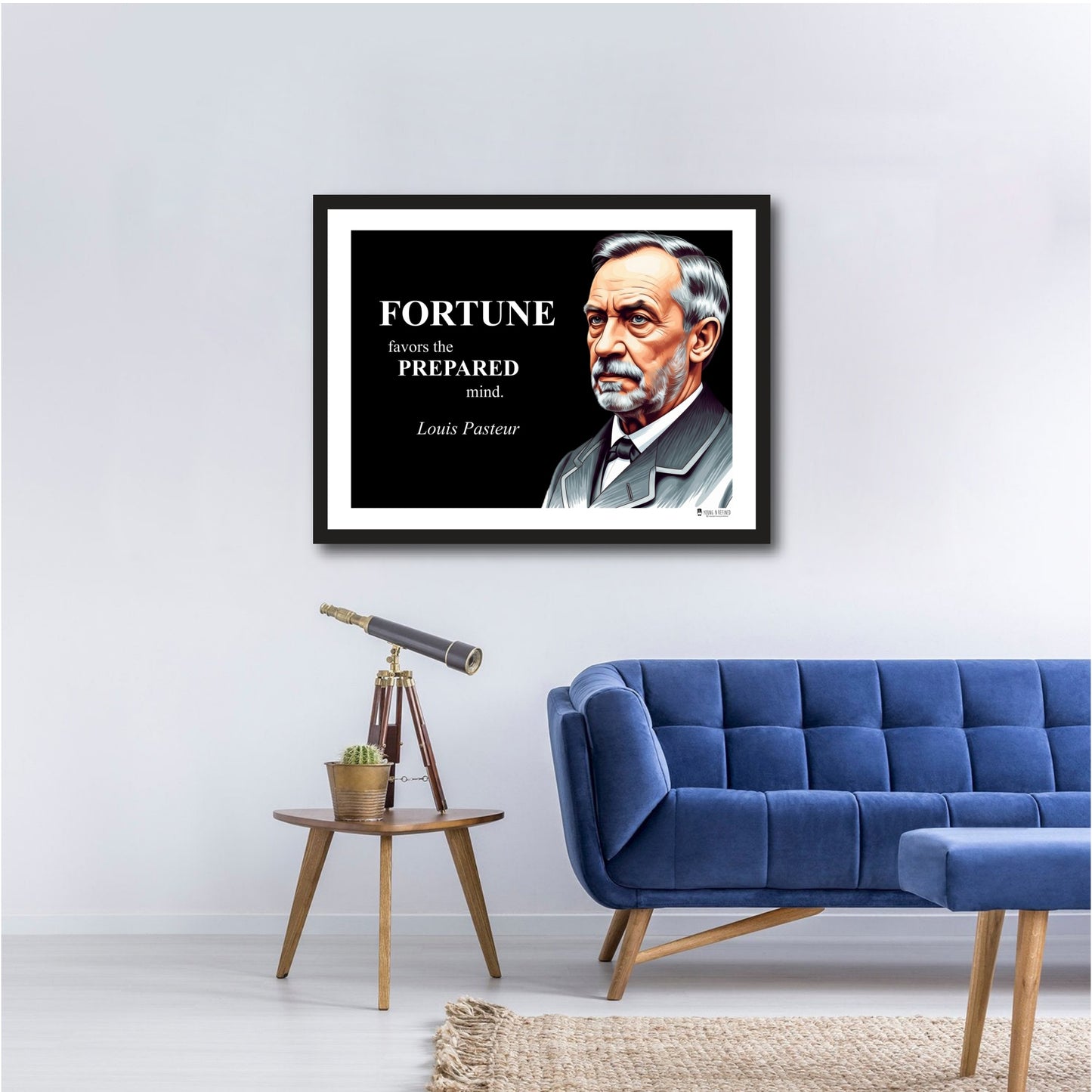 Louis Pasteur Inspirational Quote Poster - "FORTUNE favors the PREPARED mind."