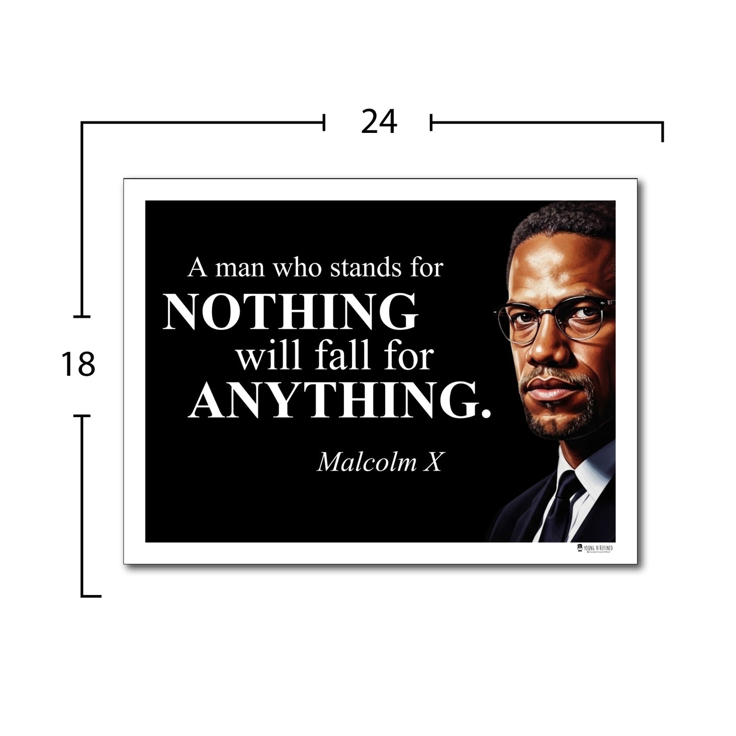 Malcolm X Inspirational Quote Poster - Young N Refined