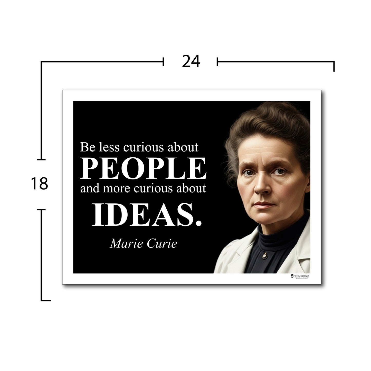 Marie Curie Inspirational Quote Poster - "Be less curious about PEOPLE..."