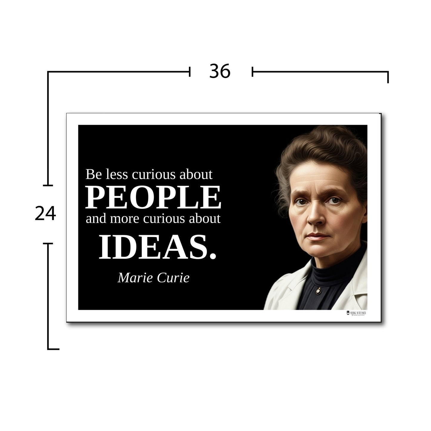 Marie Curie Inspirational Quote Poster - "Be less curious about PEOPLE..."