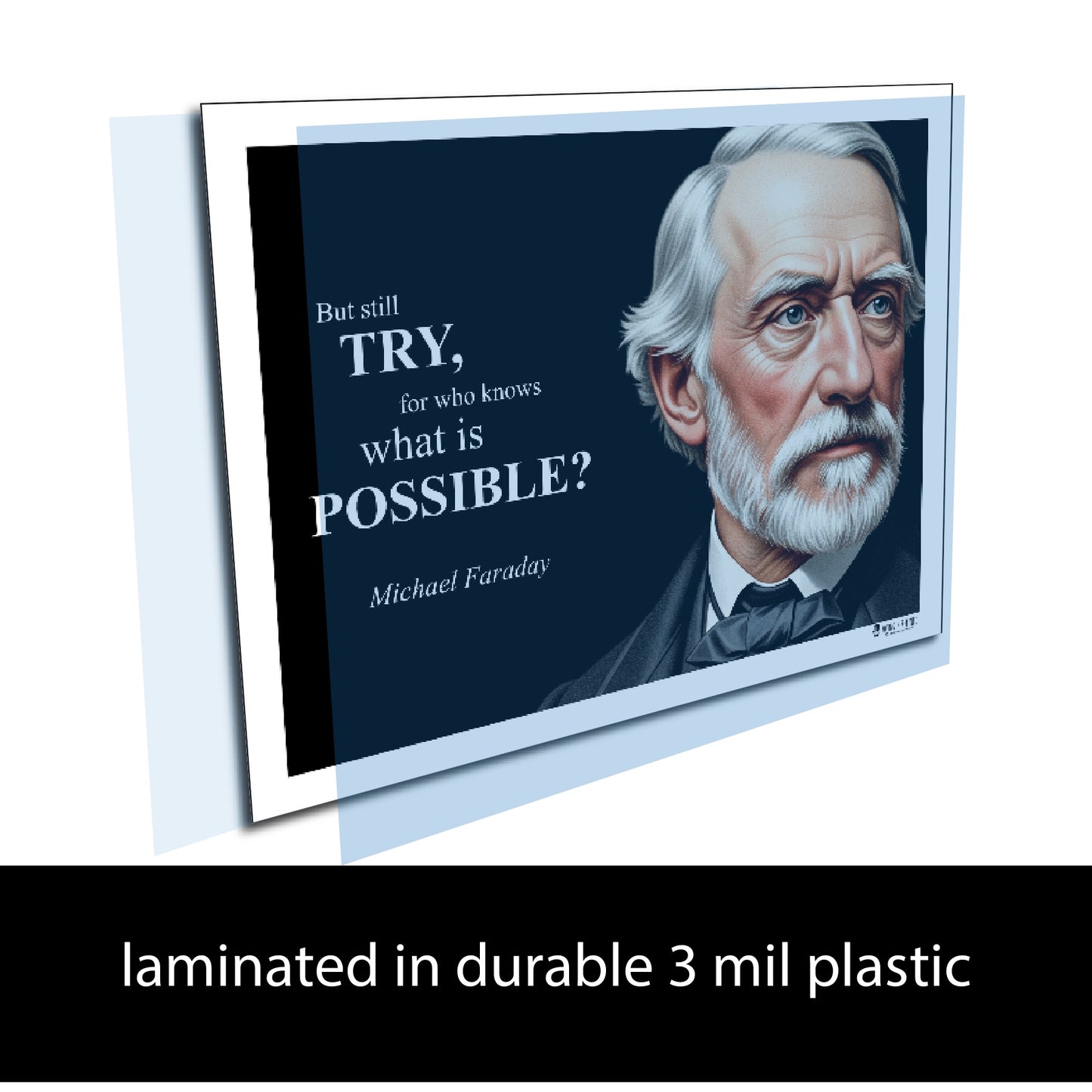 Michael Faraday Inspirational Quote Poster - "But still TRY..."