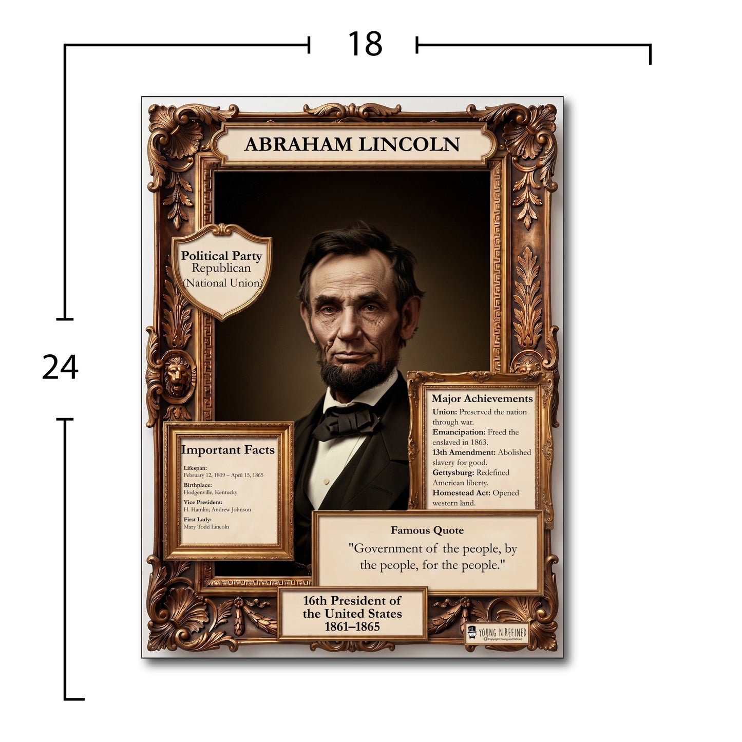 US President Abraham Lincoln Inspirational Quote Poster - Young N Refined