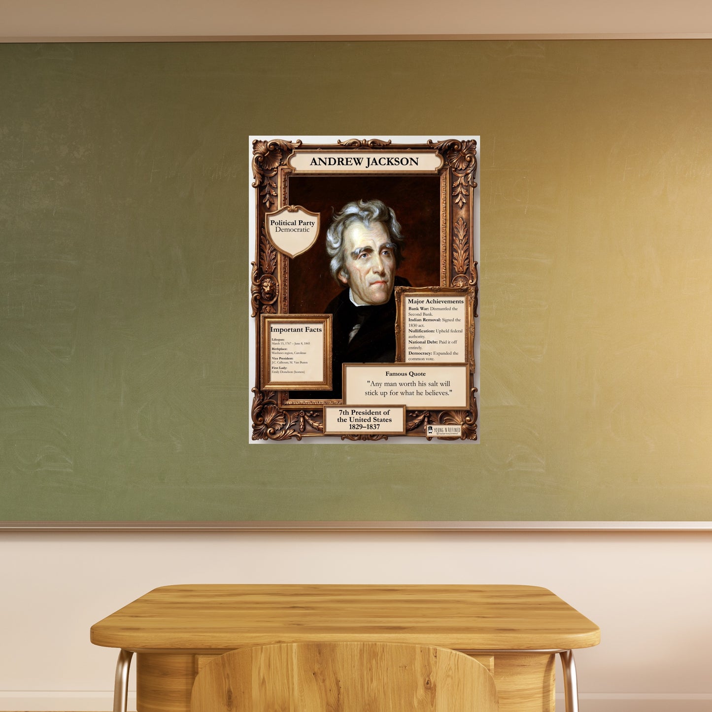 US President Andrew Jackson Inspirational Quote Poster - Young N Refined
