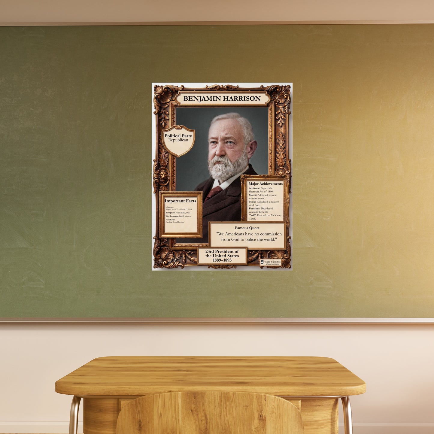 US President Benjamin Harrison Inspirational Quote Poster - Young N Refined