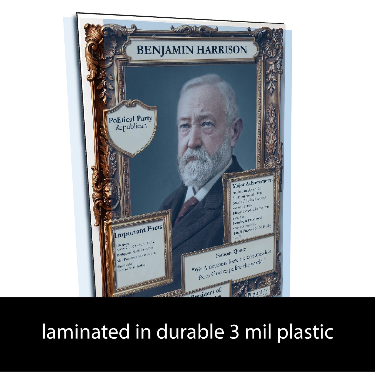 US President Benjamin Harrison Inspirational Quote Poster - Young N Refined