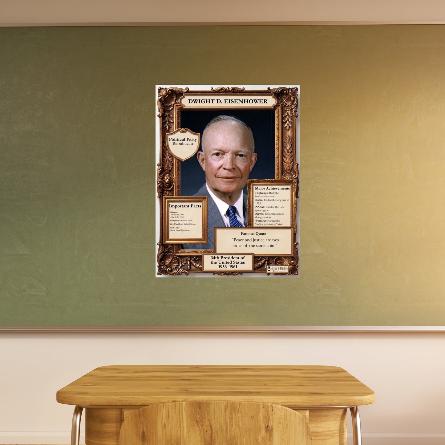 US President Dwight D. Eisenhower Inspirational Quote Poster - Young N Refined