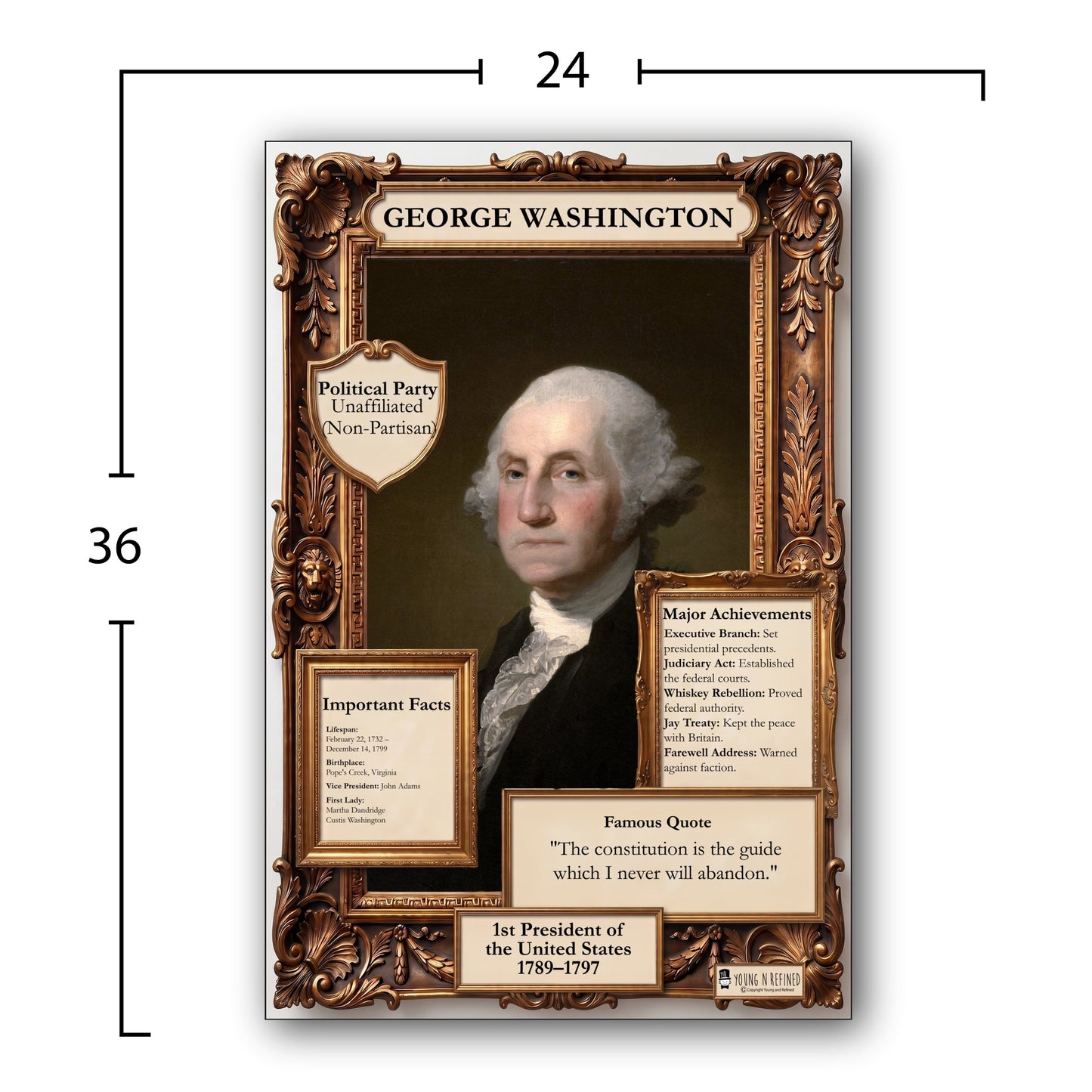 US President George Washington Inspirational Quote Poster - Young N Refined