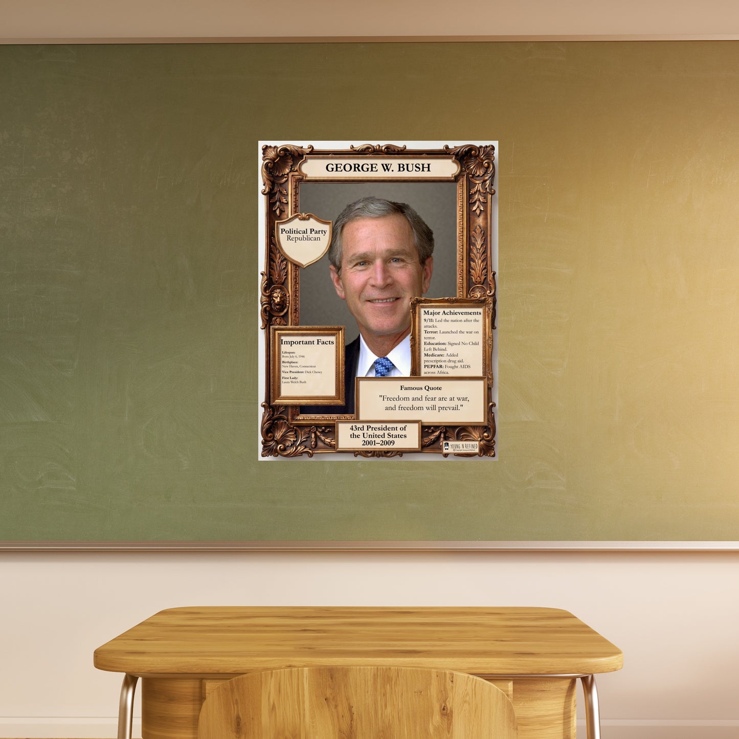US President George W. Bush Inspirational Quote Poster - Young N Refined