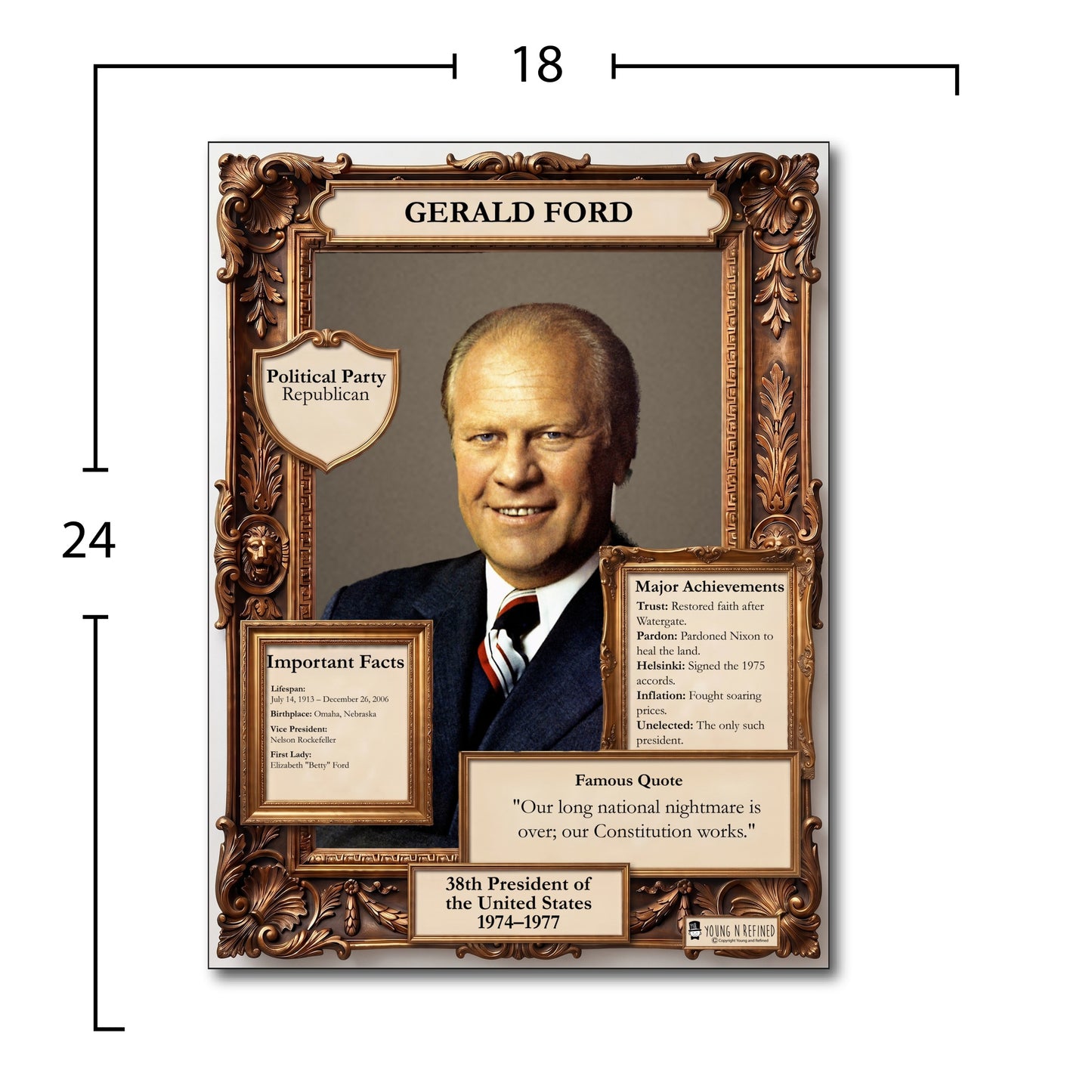 US President Gerald Ford Inspirational Quote Poster - Young N Refined