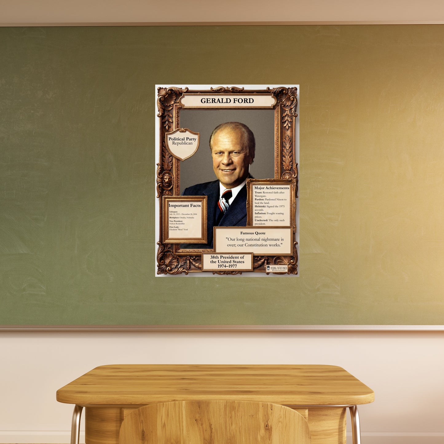US President Gerald Ford Inspirational Quote Poster - Young N Refined