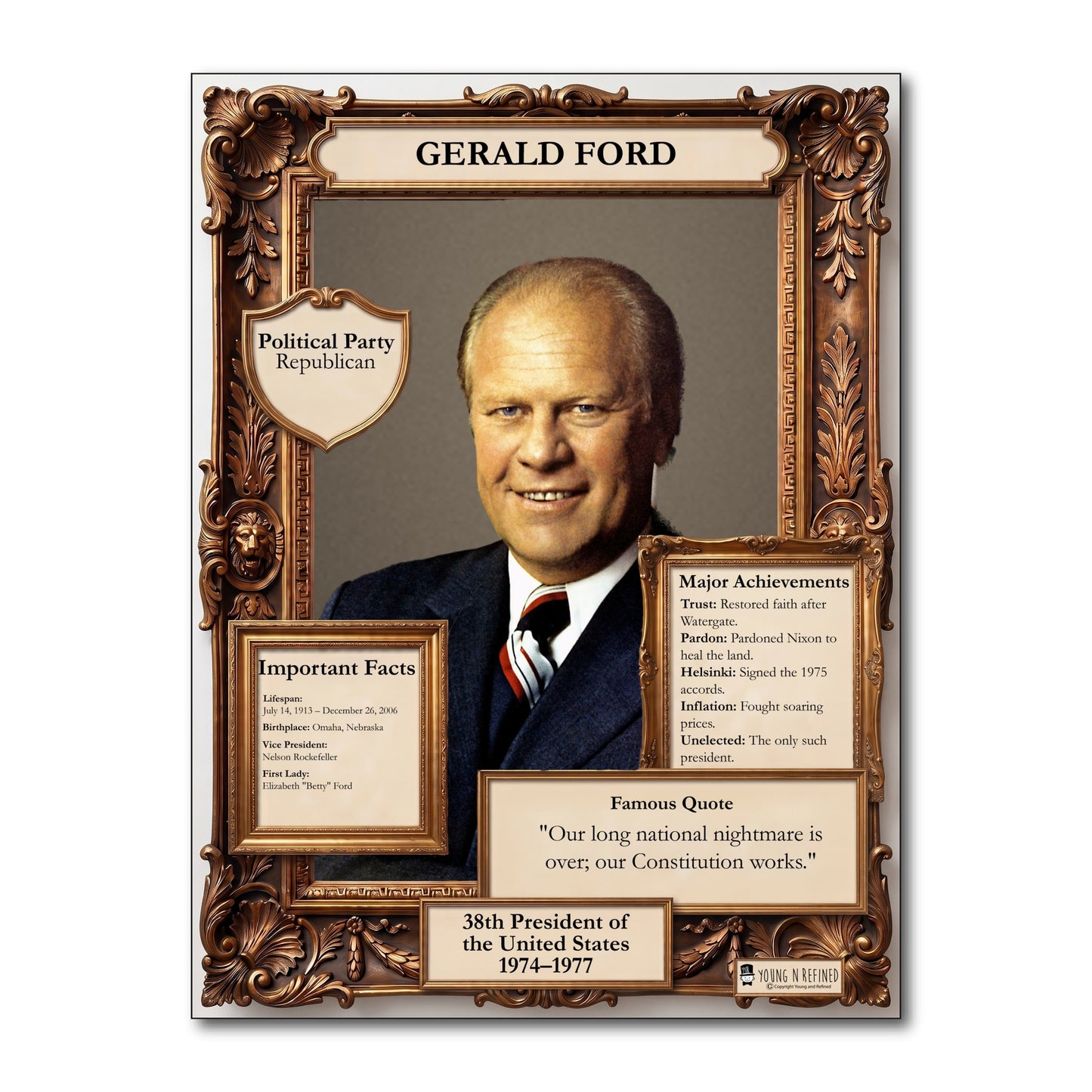 US President Gerald Ford Inspirational Quote Poster - Young N Refined
