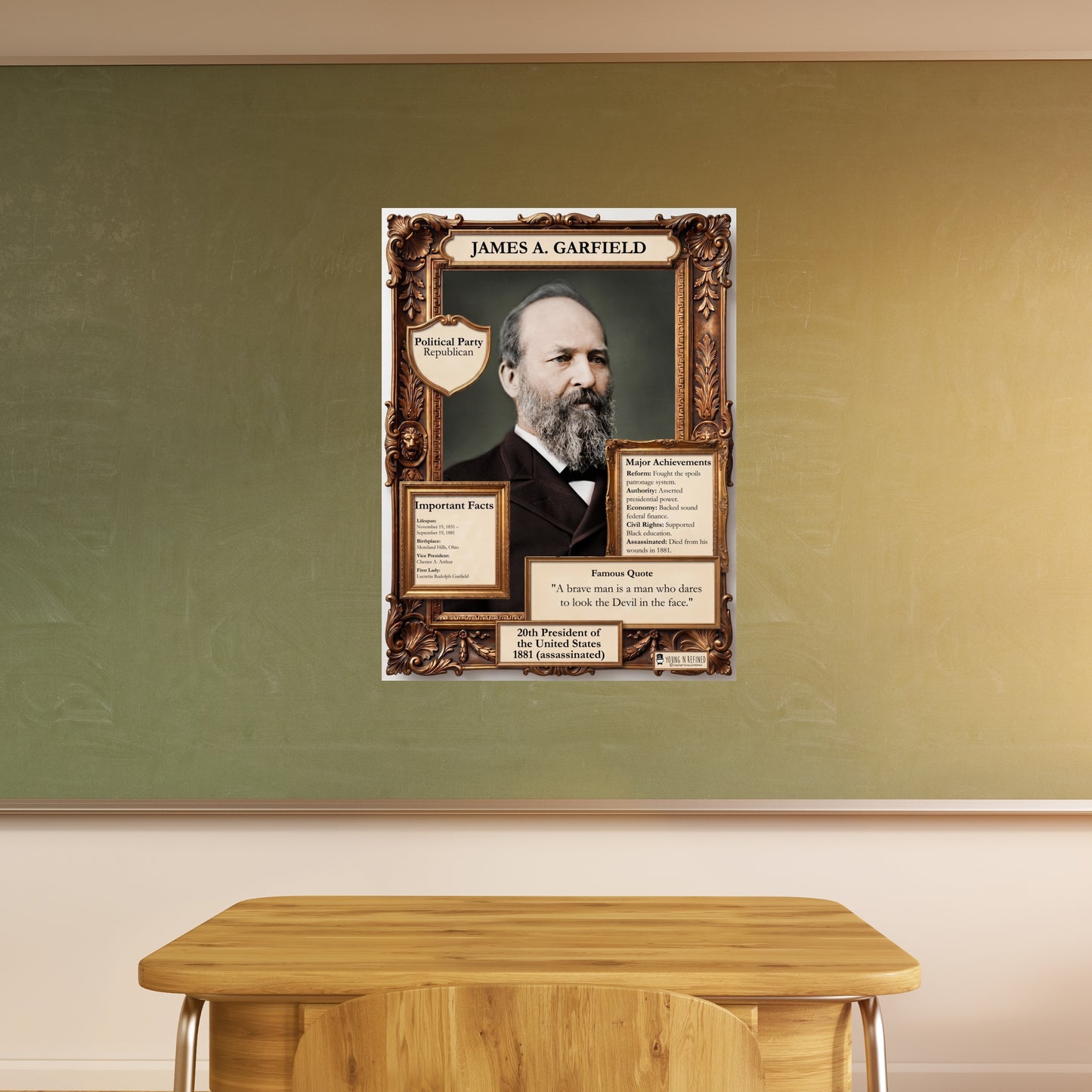 US President James A. Garfield Inspirational Quote Poster - Young N Refined