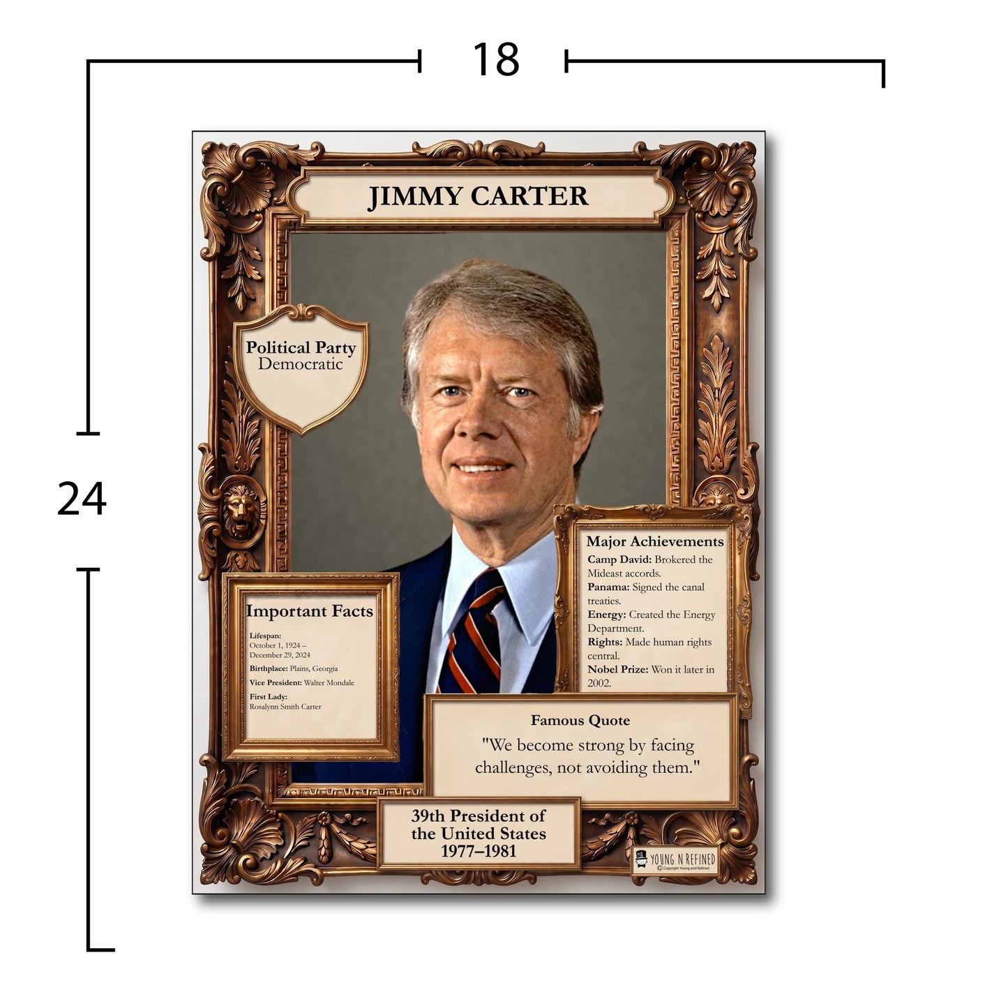 US President Jimmy Carter Inspirational Quote Poster - Young N Refined