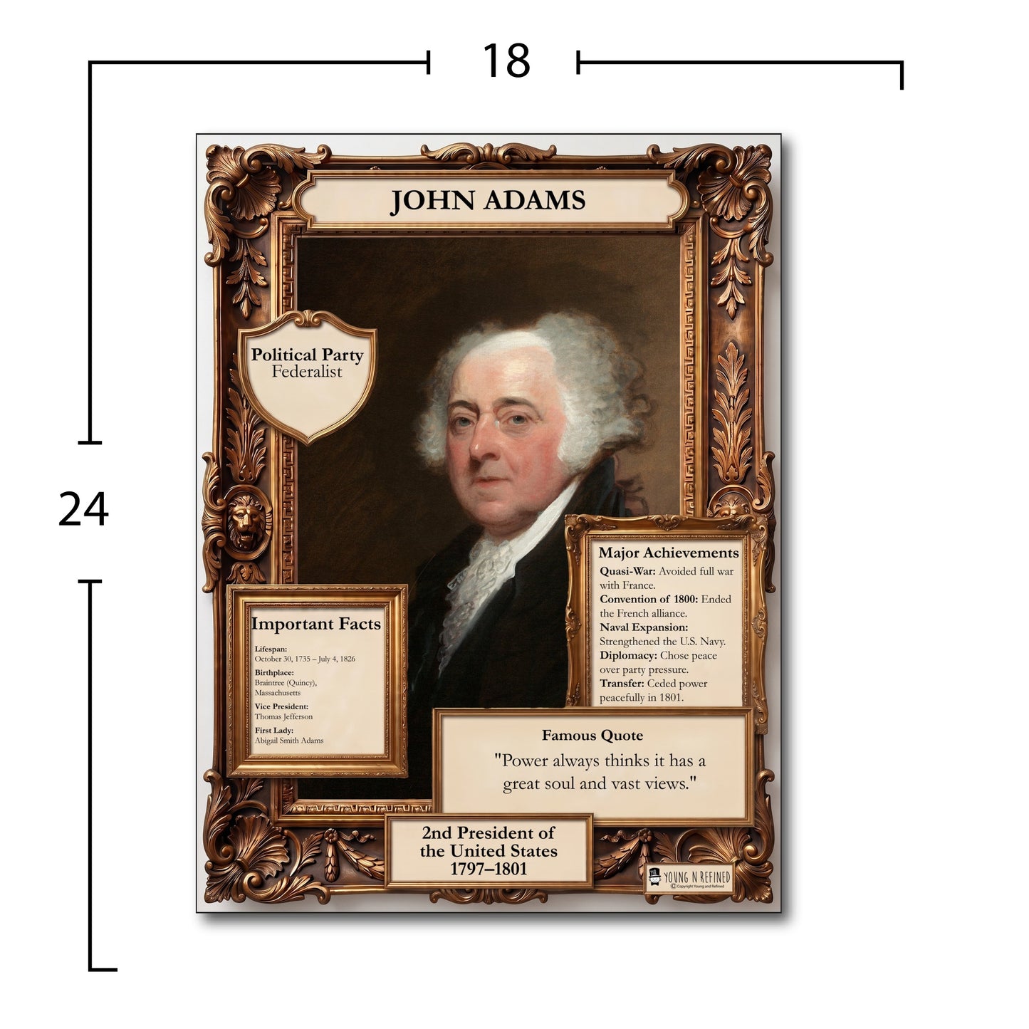 US President John Adams Inspirational Quote Poster - Young N Refined