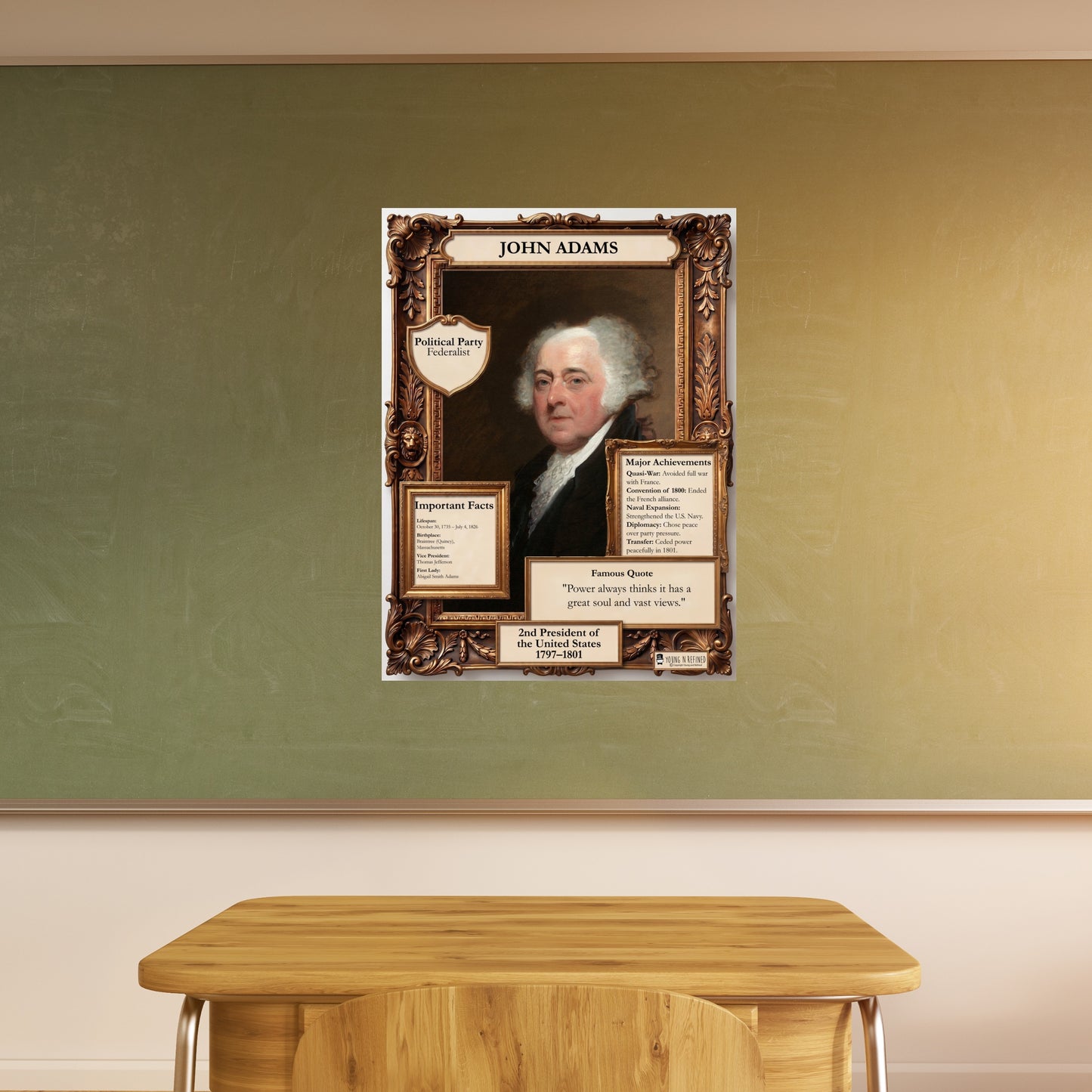 US President John Adams Inspirational Quote Poster - Young N Refined