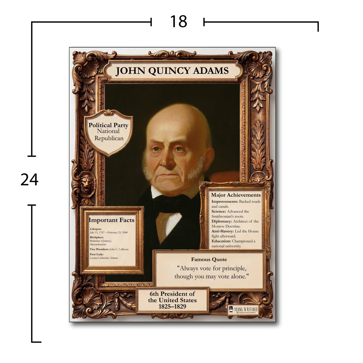 US President John Quincy Adams Inspirational Quote Poster - Young N Refined