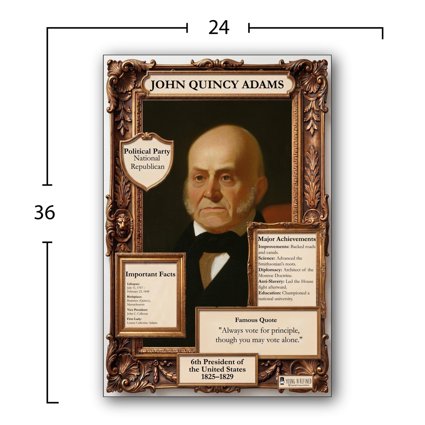 US President John Quincy Adams Inspirational Quote Poster - Young N Refined