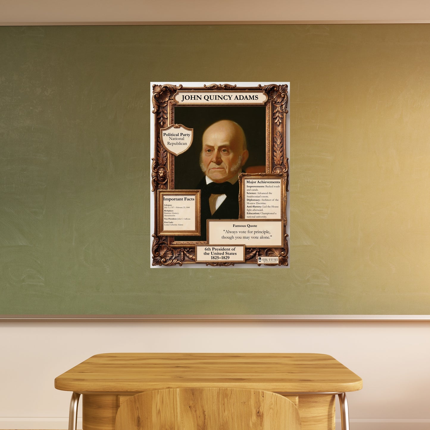 US President John Quincy Adams Inspirational Quote Poster - Young N Refined