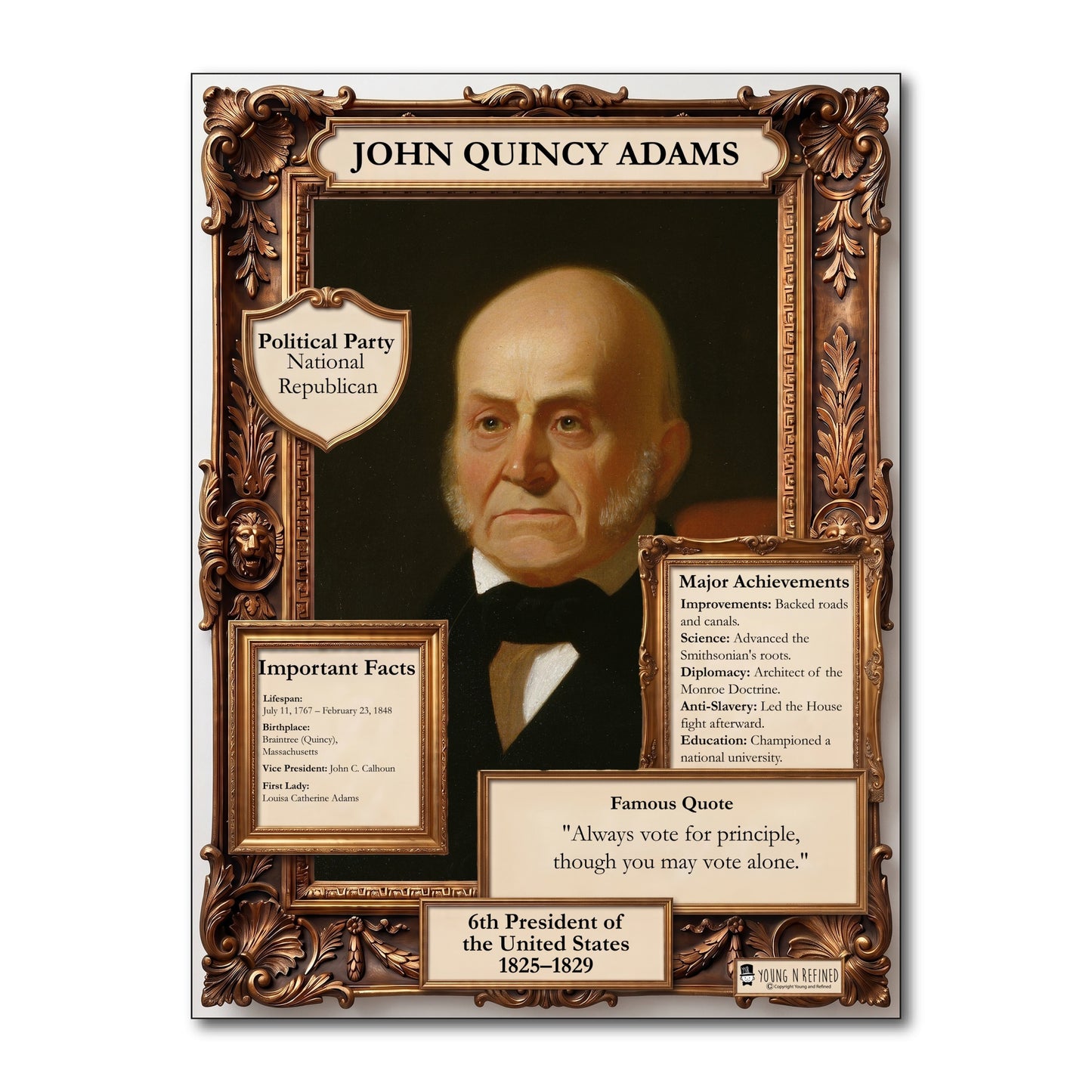US President John Quincy Adams Inspirational Quote Poster - Young N Refined