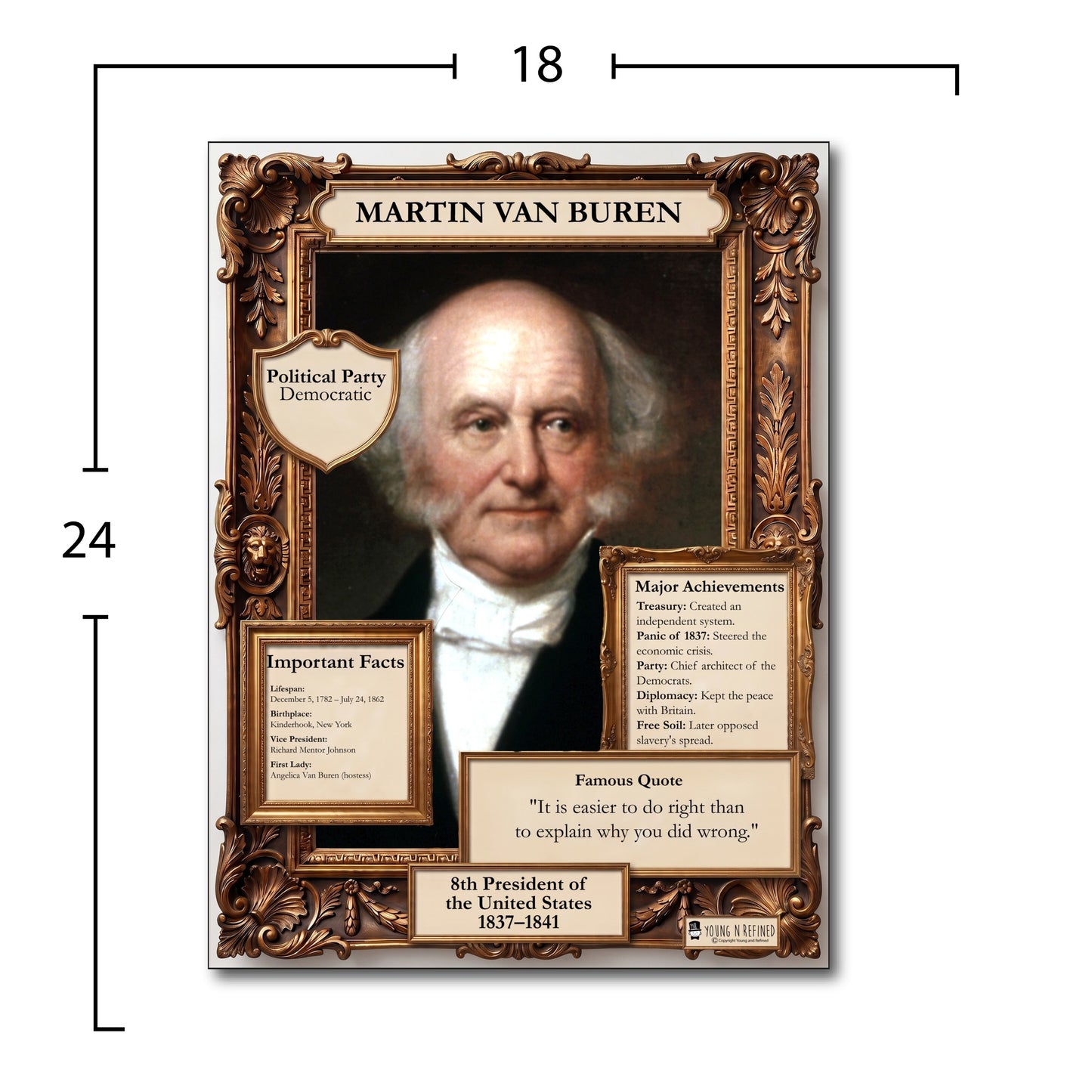 US President Martin Van Buren Inspirational Quote Poster - Young N Refined