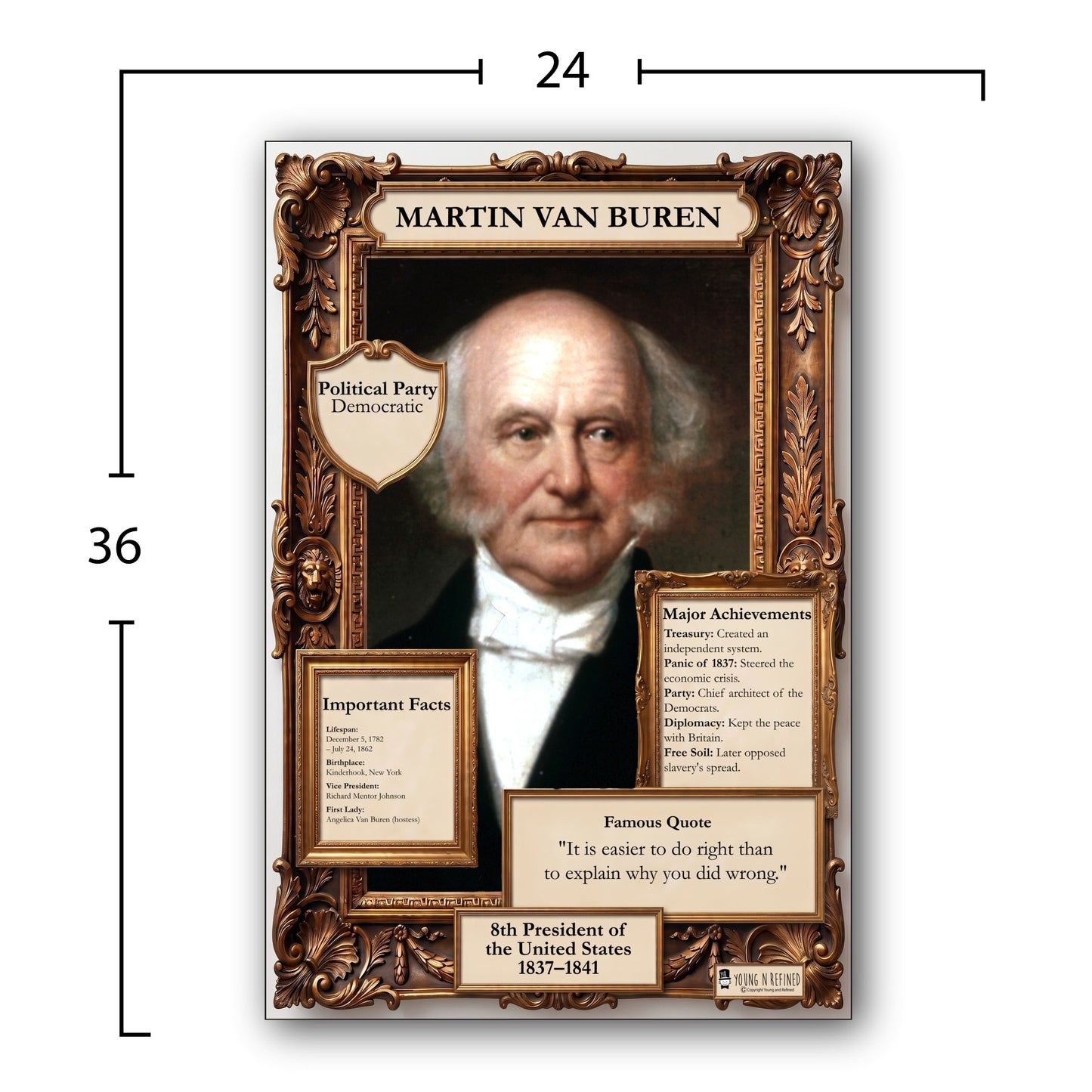 US President Martin Van Buren Inspirational Quote Poster - Young N Refined