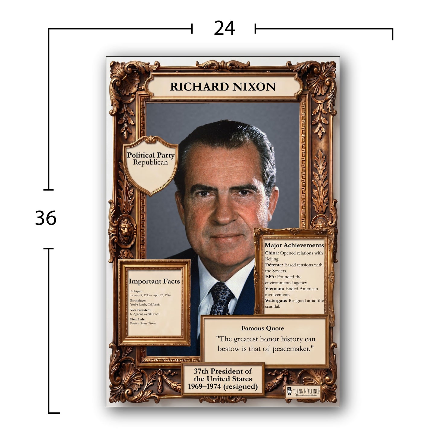 US President Richard Nixon Inspirational Quote Poster - Young N Refined