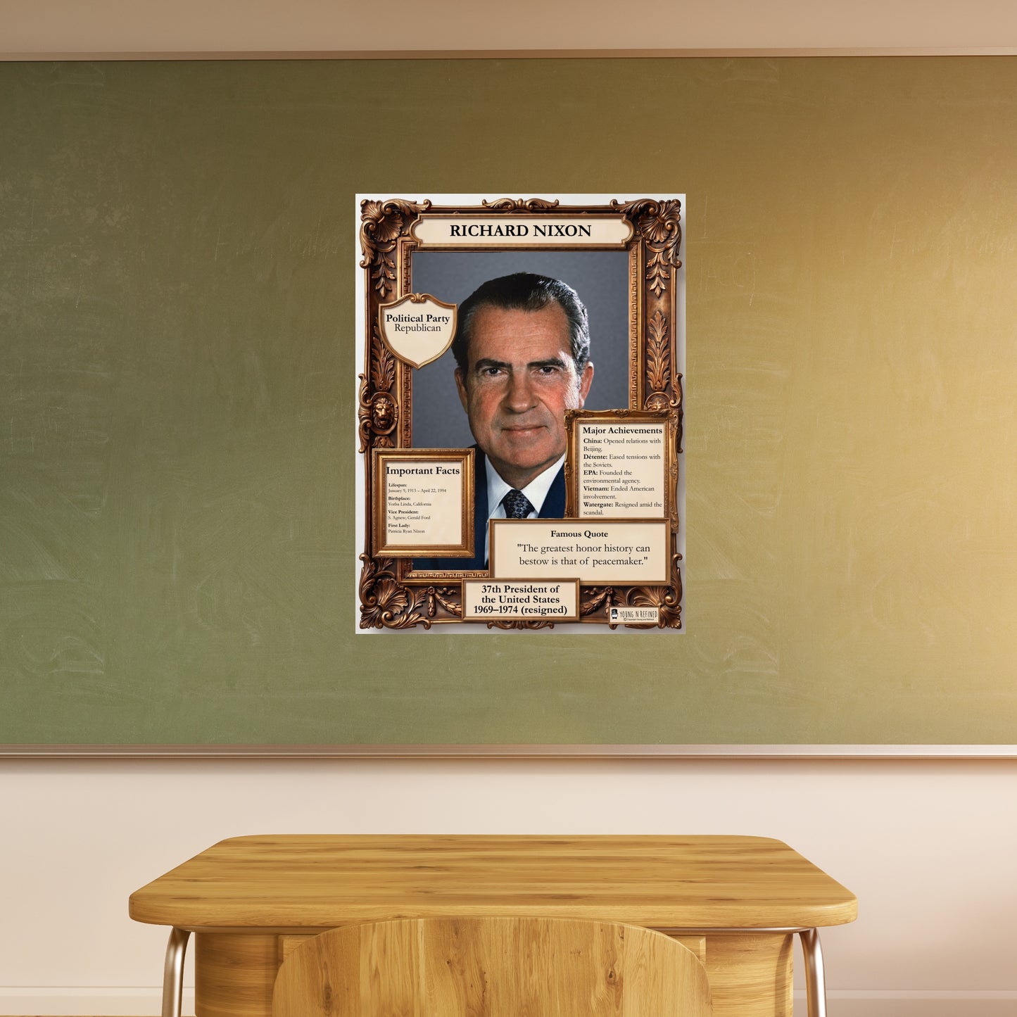 US President Richard Nixon Inspirational Quote Poster - Young N Refined