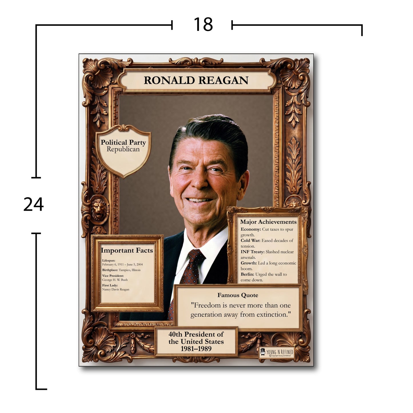 US President Ronald Reagan Inspirational Quote Poster - Young N Refined