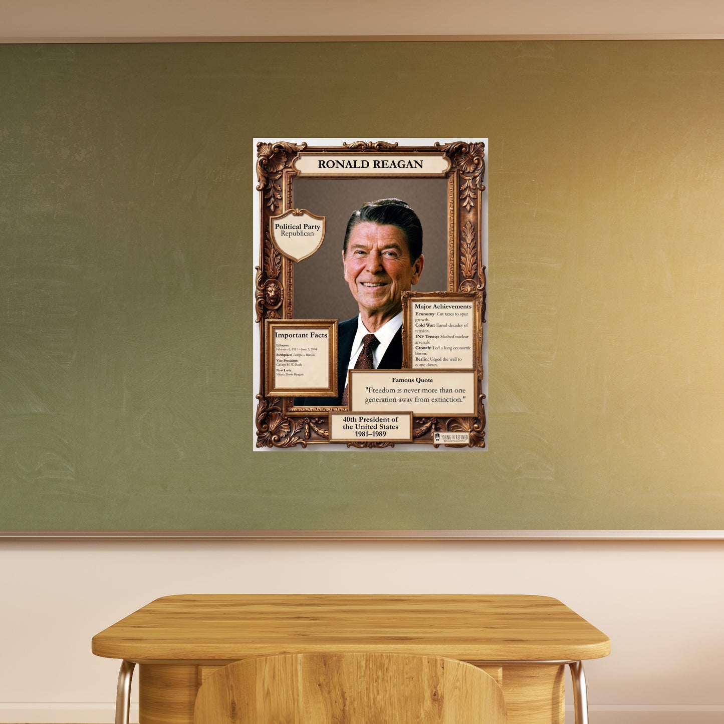 US President Ronald Reagan Inspirational Quote Poster - Young N Refined