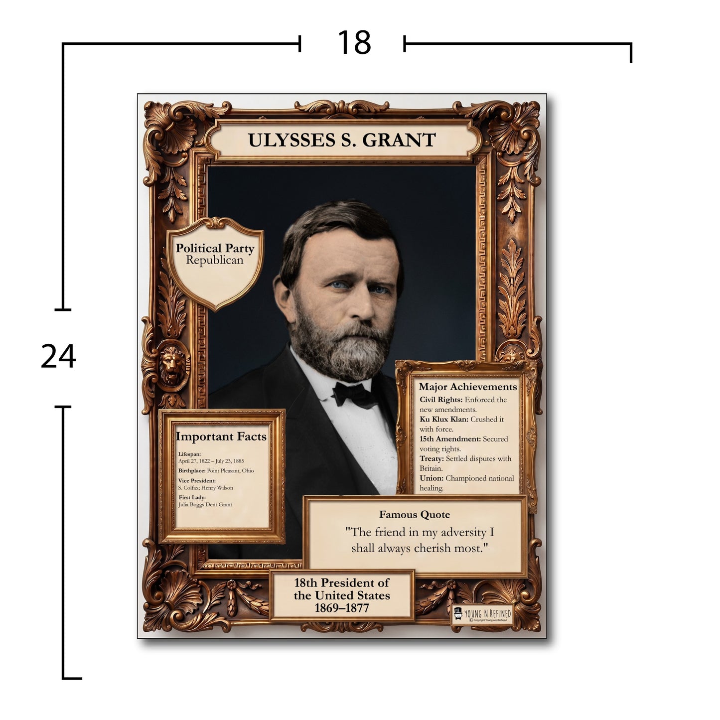 US President Ulysses S. Grant Inspirational Quote Poster - Young N Refined