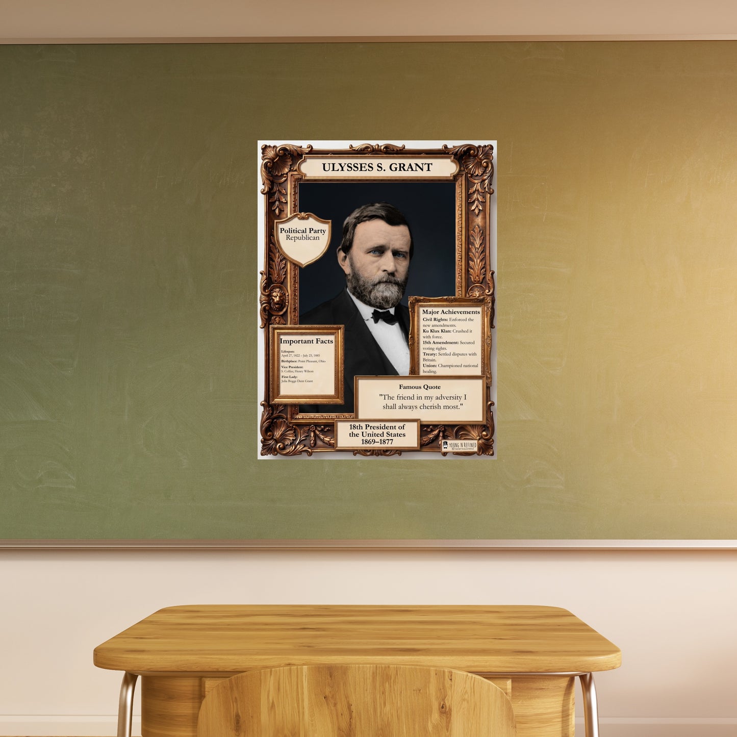 US President Ulysses S. Grant Inspirational Quote Poster - Young N Refined