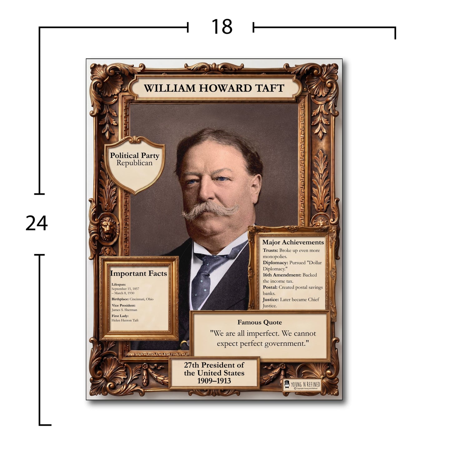 US President William Howard Taft Inspirational Quote Poster - Young N Refined