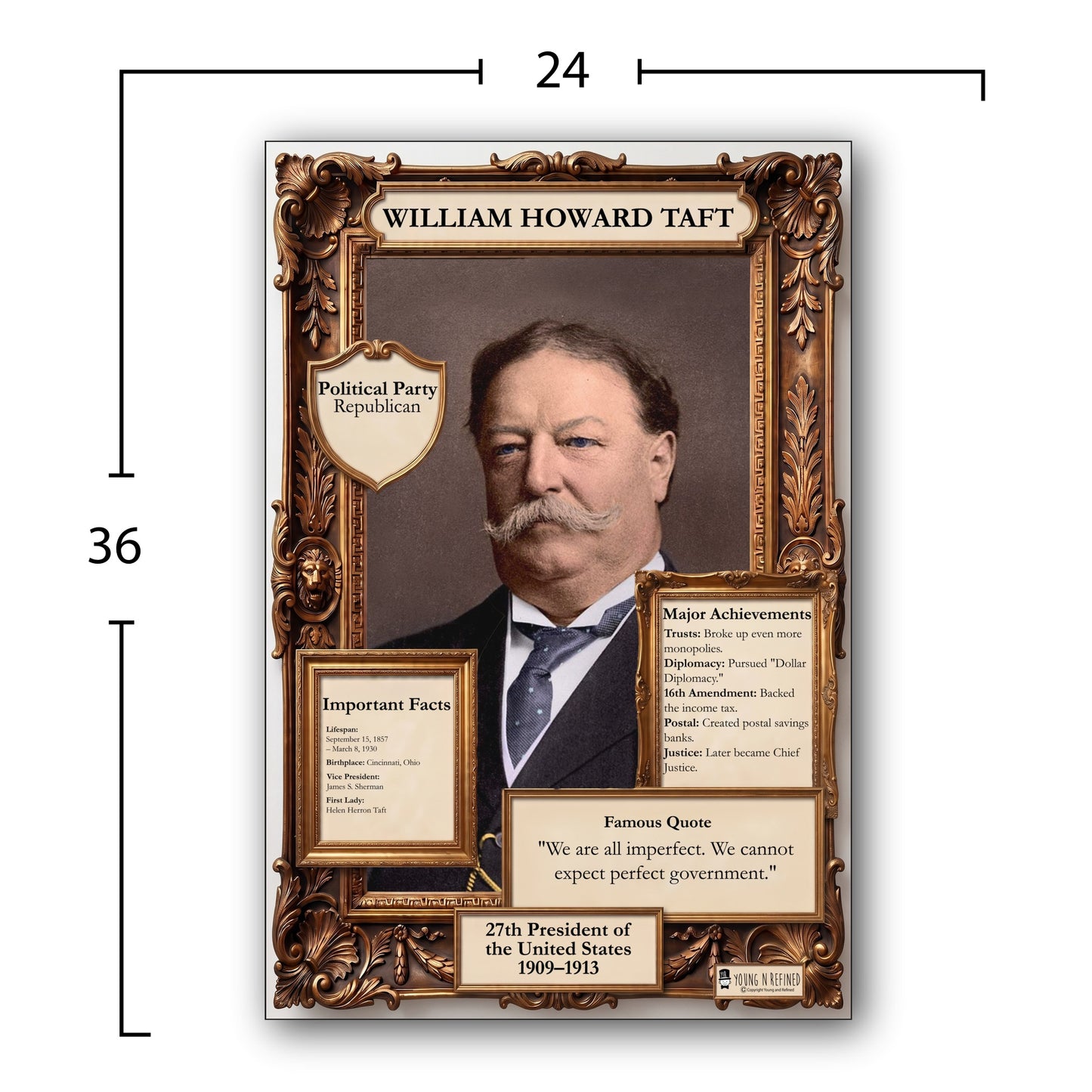 US President William Howard Taft Inspirational Quote Poster - Young N Refined