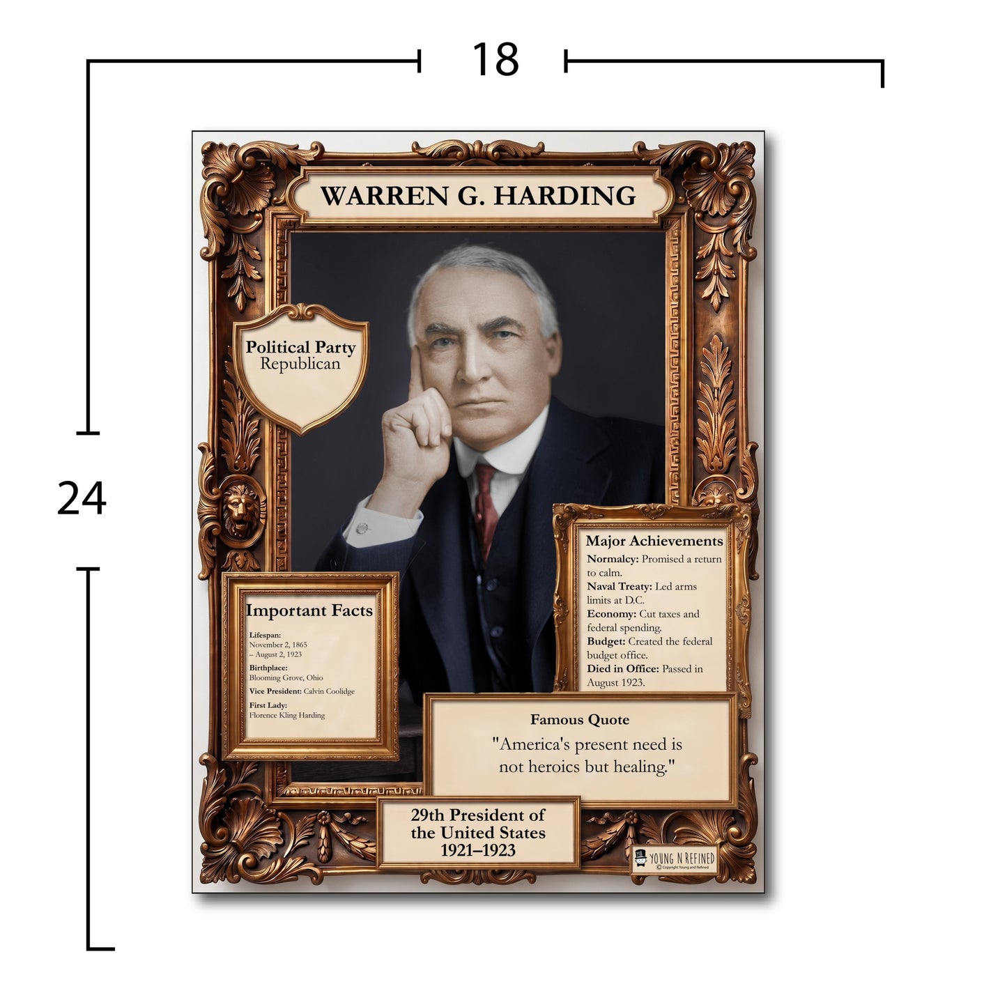 US President Warren G. Harding Inspirational Quote Poster - Young N Refined