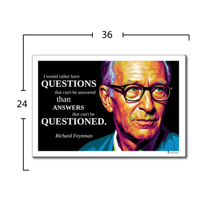 Richard Feynman Quote Poster - "I would rather have QUESTIONS..."