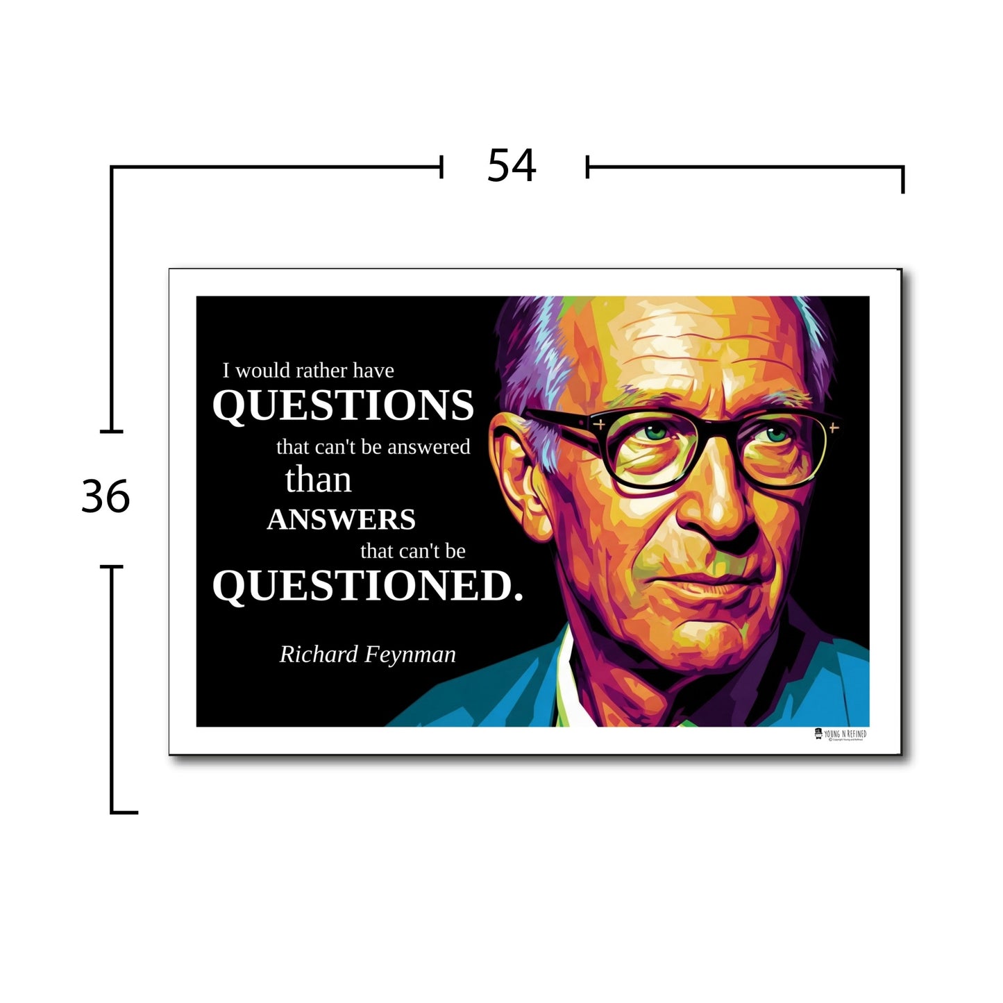 Richard Feynman Quote Poster - "I would rather have QUESTIONS..."