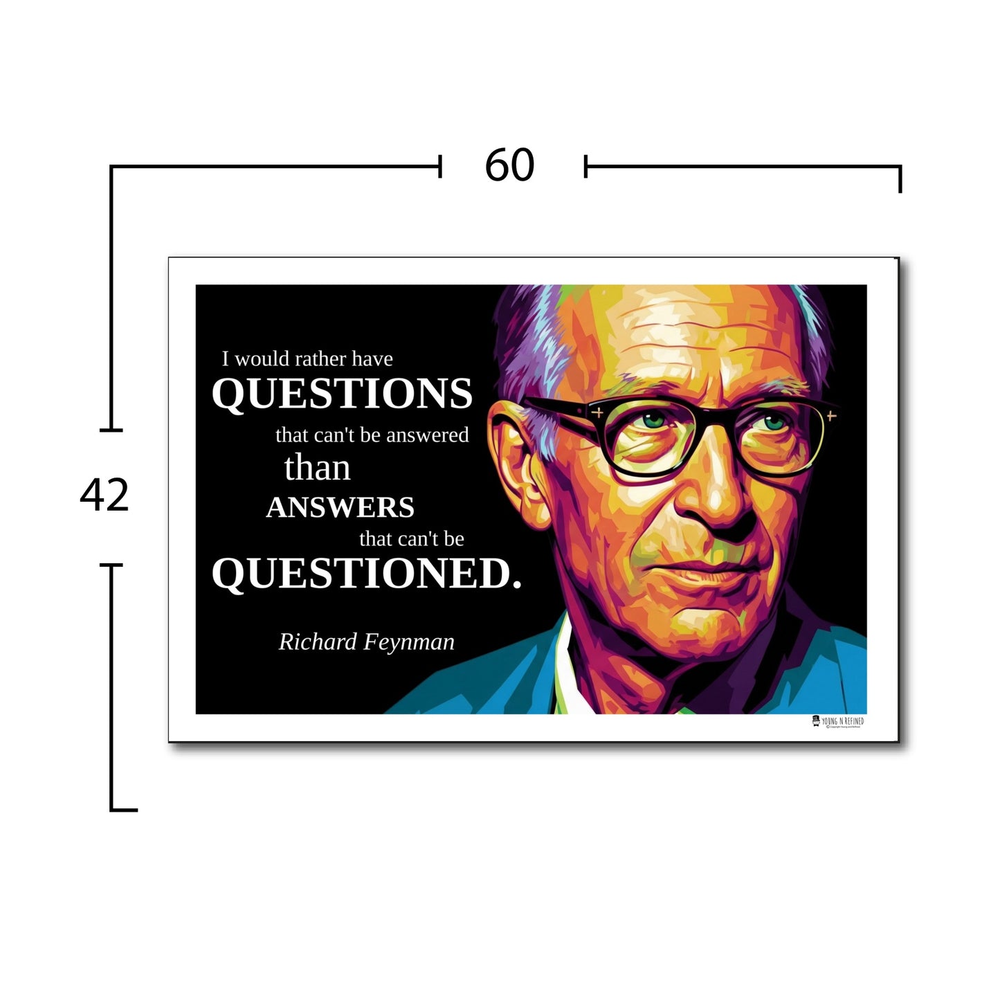 Richard Feynman Quote Poster - "I would rather have QUESTIONS..."